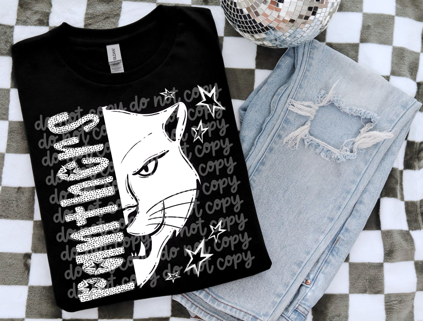 BLACK WHITE DOTTIE MASCOT - DTF TRANSFER