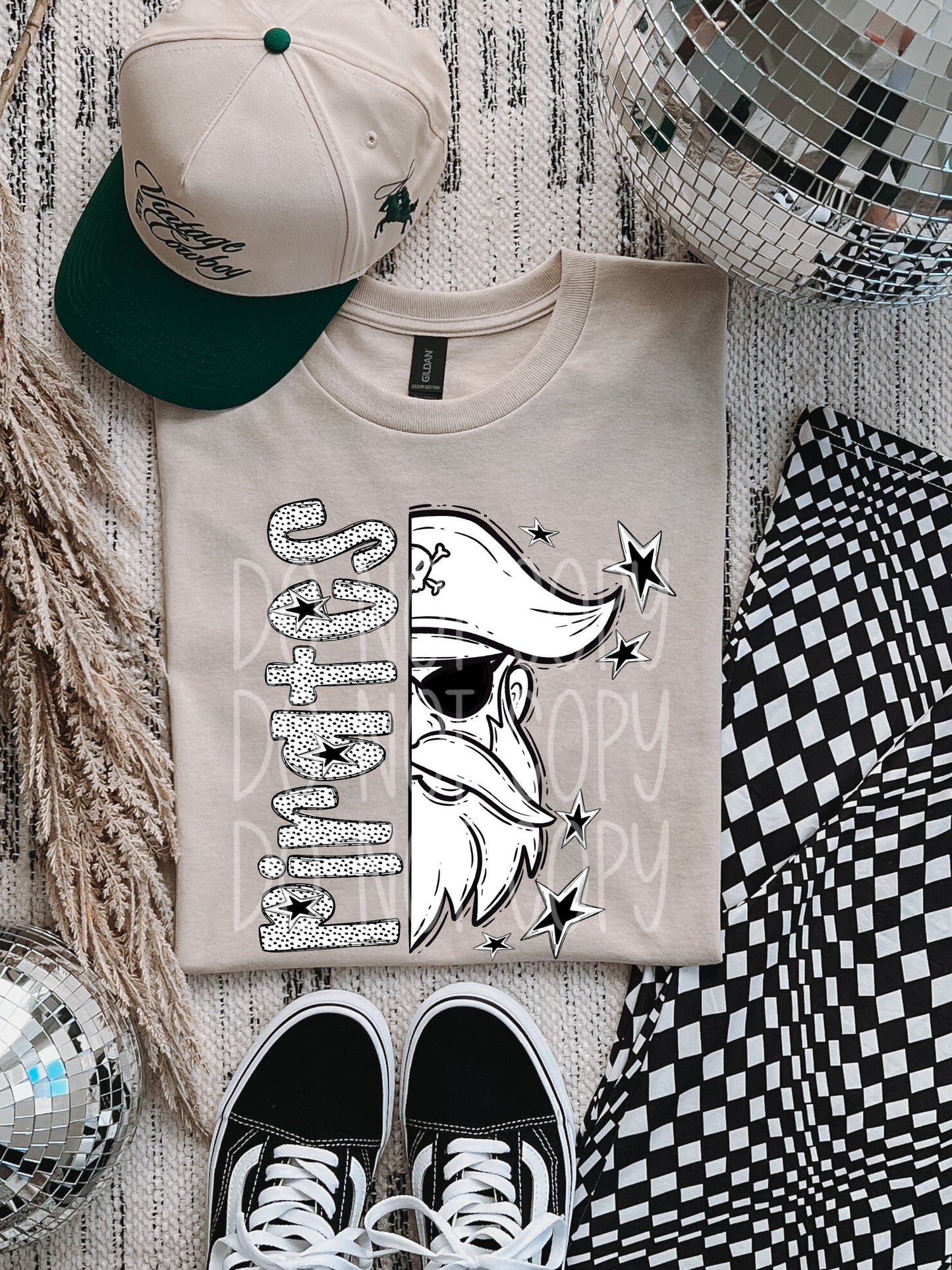 BLACK WHITE DOTTIE MASCOT - DTF TRANSFER