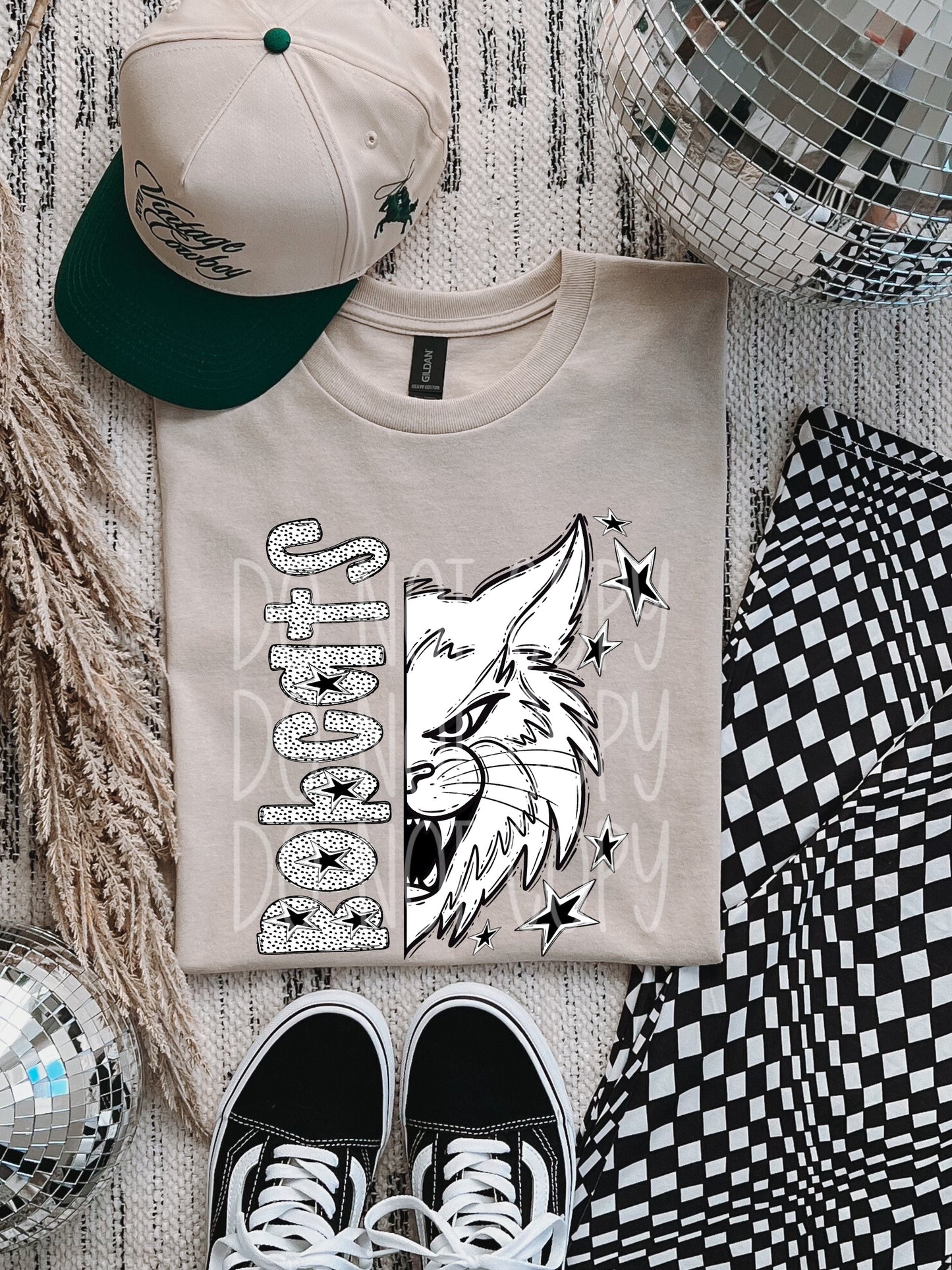 BLACK WHITE DOTTIE MASCOT - DTF TRANSFER