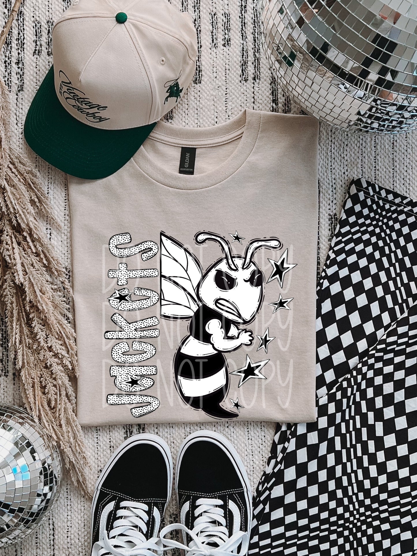 BLACK WHITE DOTTIE MASCOT - DTF TRANSFER