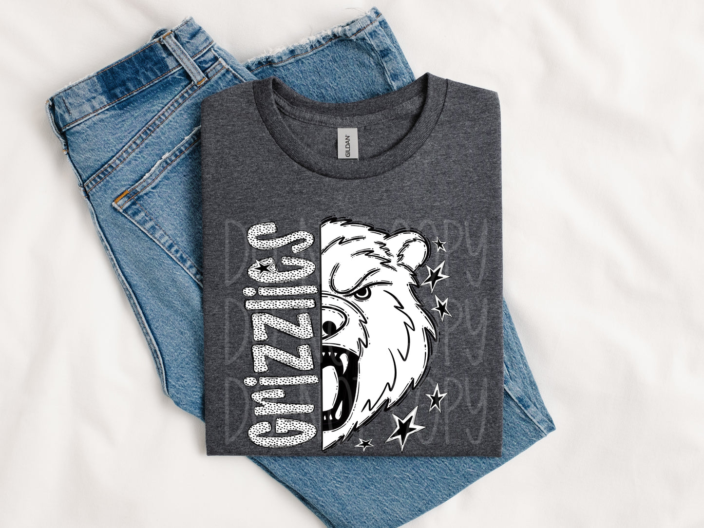 BLACK WHITE DOTTIE MASCOT - DTF TRANSFER