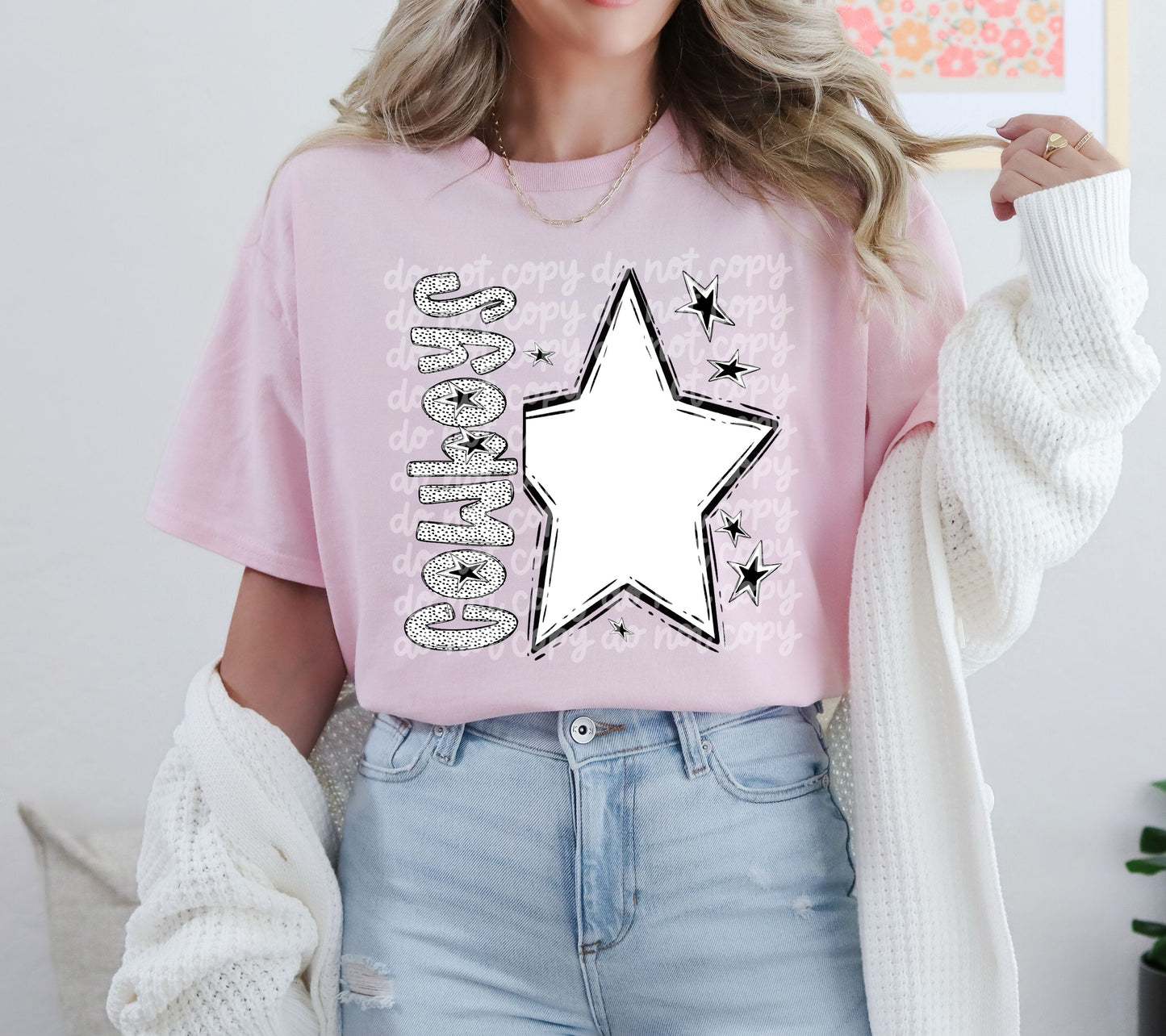 BLACK WHITE DOTTIE MASCOT - DTF TRANSFER