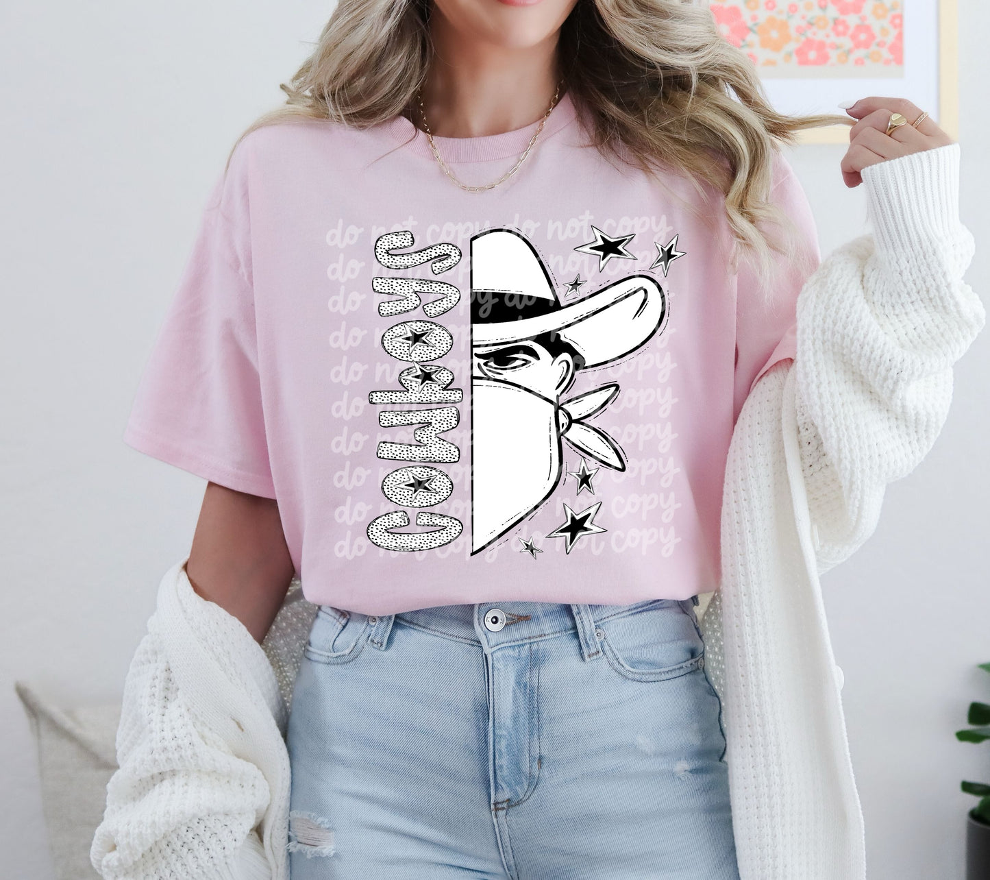 BLACK WHITE DOTTIE MASCOT - DTF TRANSFER