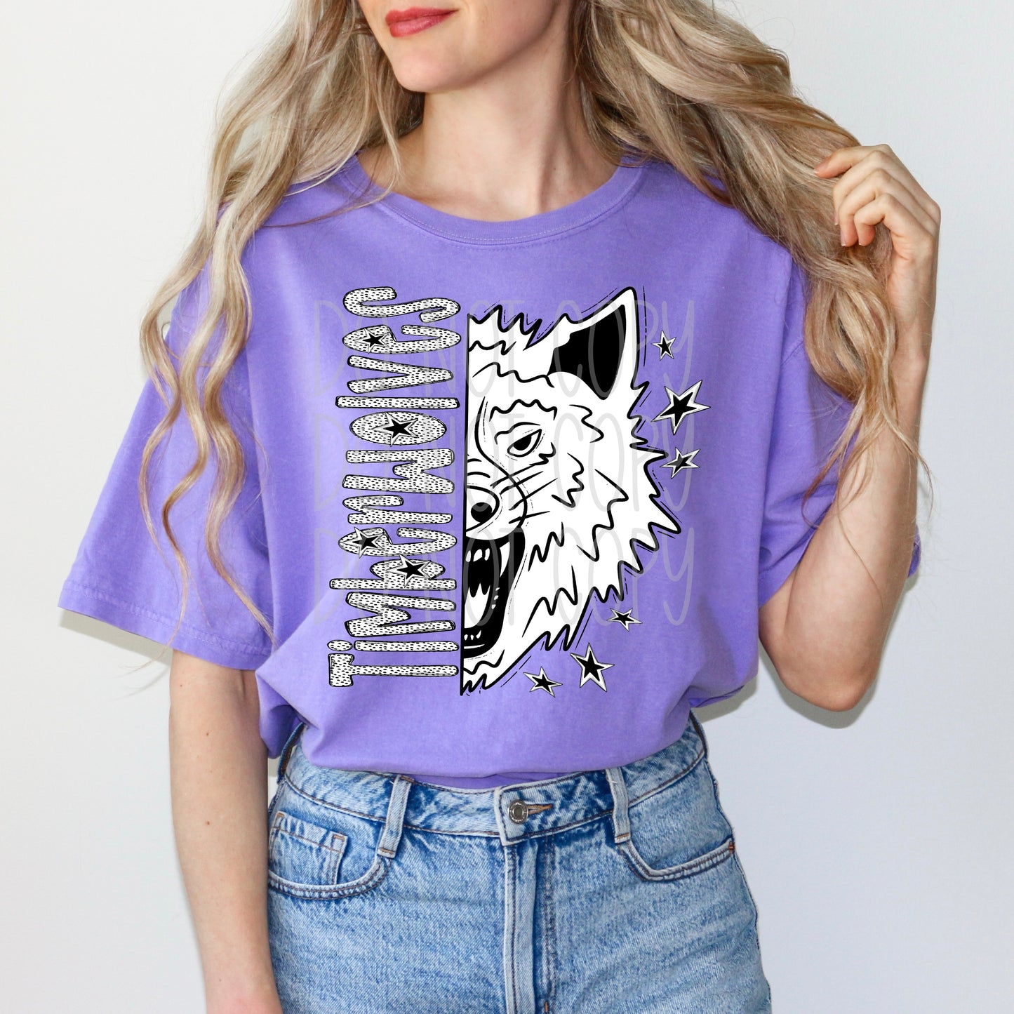 BLACK WHITE DOTTIE MASCOT - DTF TRANSFER