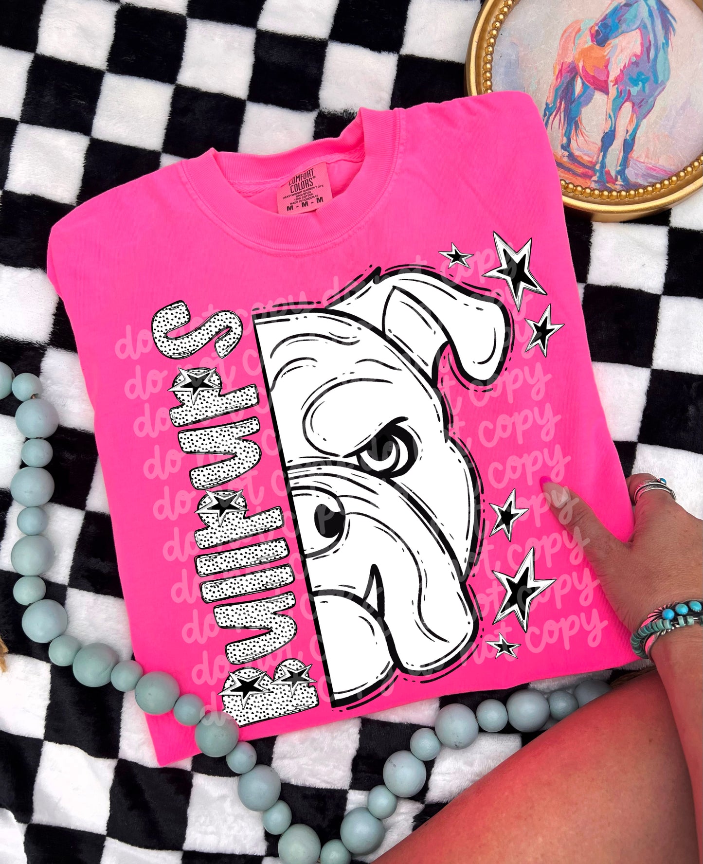 BLACK WHITE DOTTIE MASCOT - DTF TRANSFER