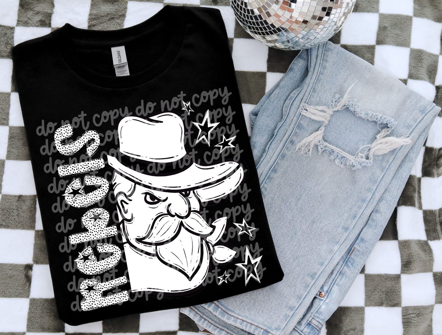 BLACK WHITE DOTTIE MASCOT - DTF TRANSFER