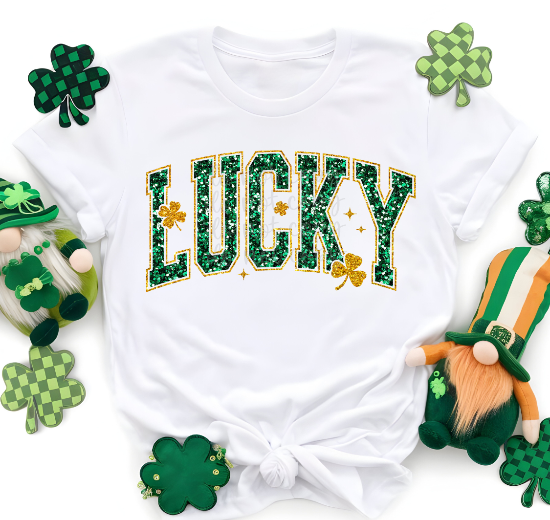 LUCKY - FAUX GLITTER - DTF TRANSFER
