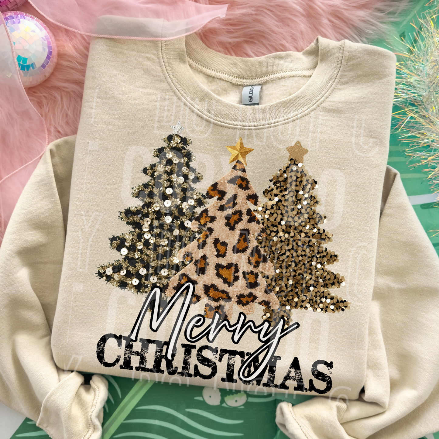 MERRY CHRISTMAS LEOPARD TREE - DTF TRANSFER