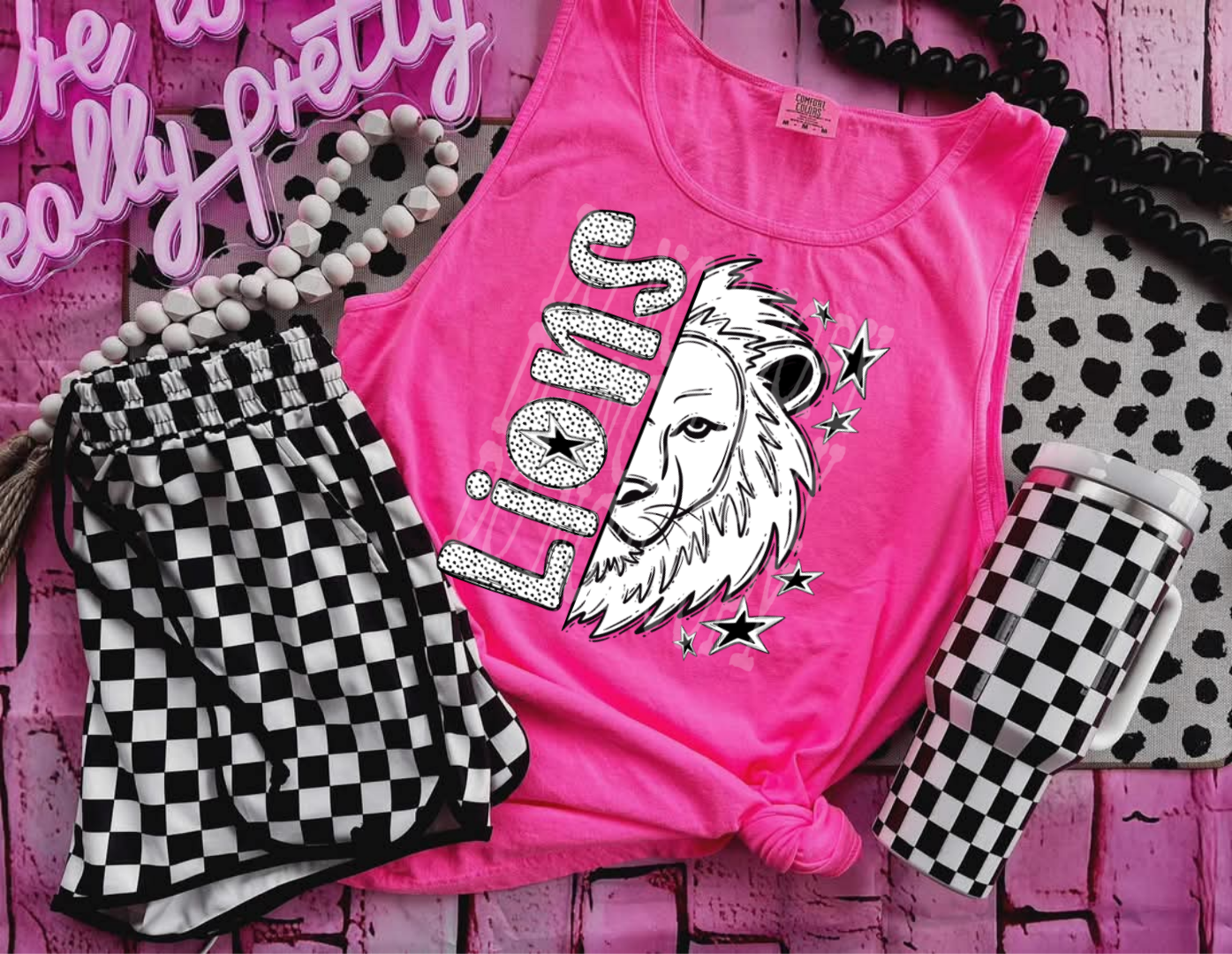 BLACK WHITE DOTTIE MASCOT - DTF TRANSFER