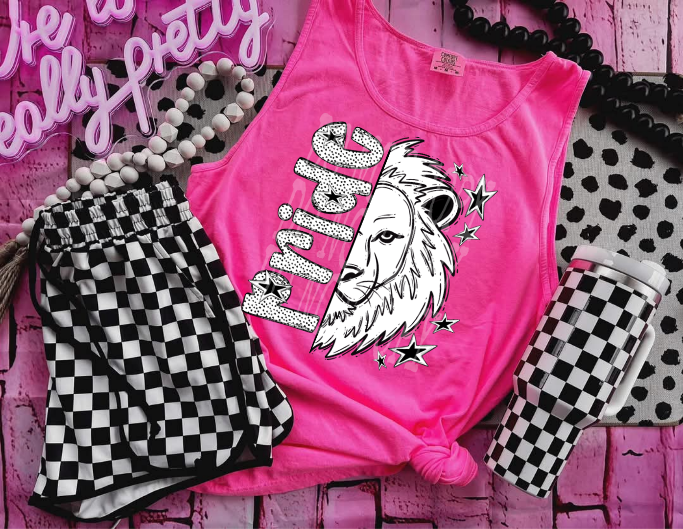BLACK WHITE DOTTIE MASCOT - DTF TRANSFER