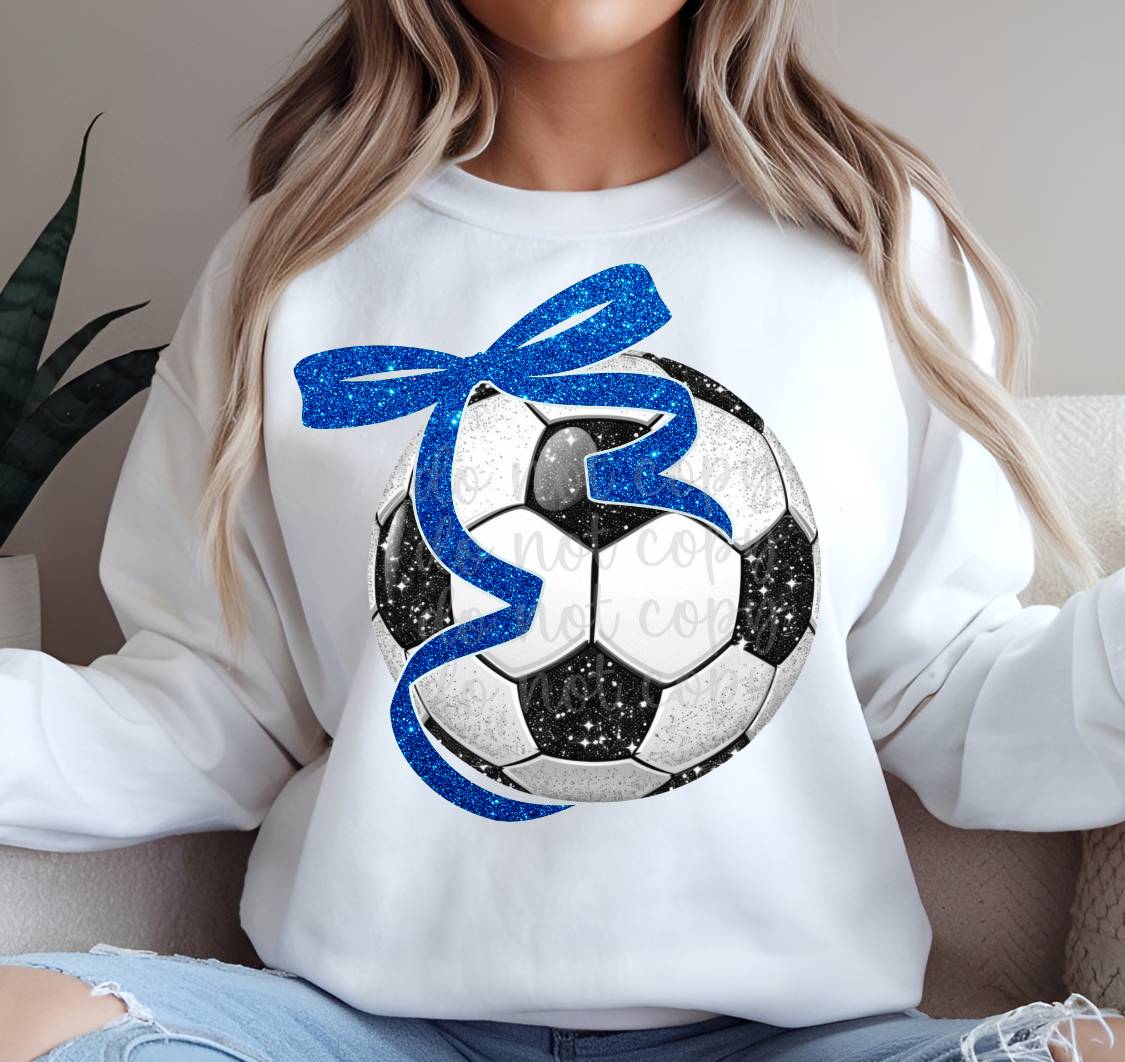 COQUETTE SOCCER BALL - FAUX GLITTER - DTF TRANSFER