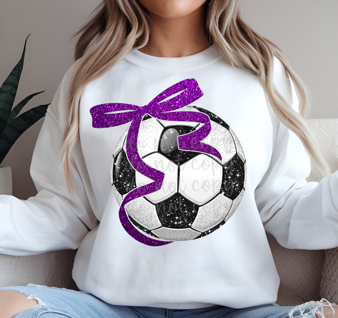 COQUETTE SOCCER BALL - FAUX GLITTER - DTF TRANSFER