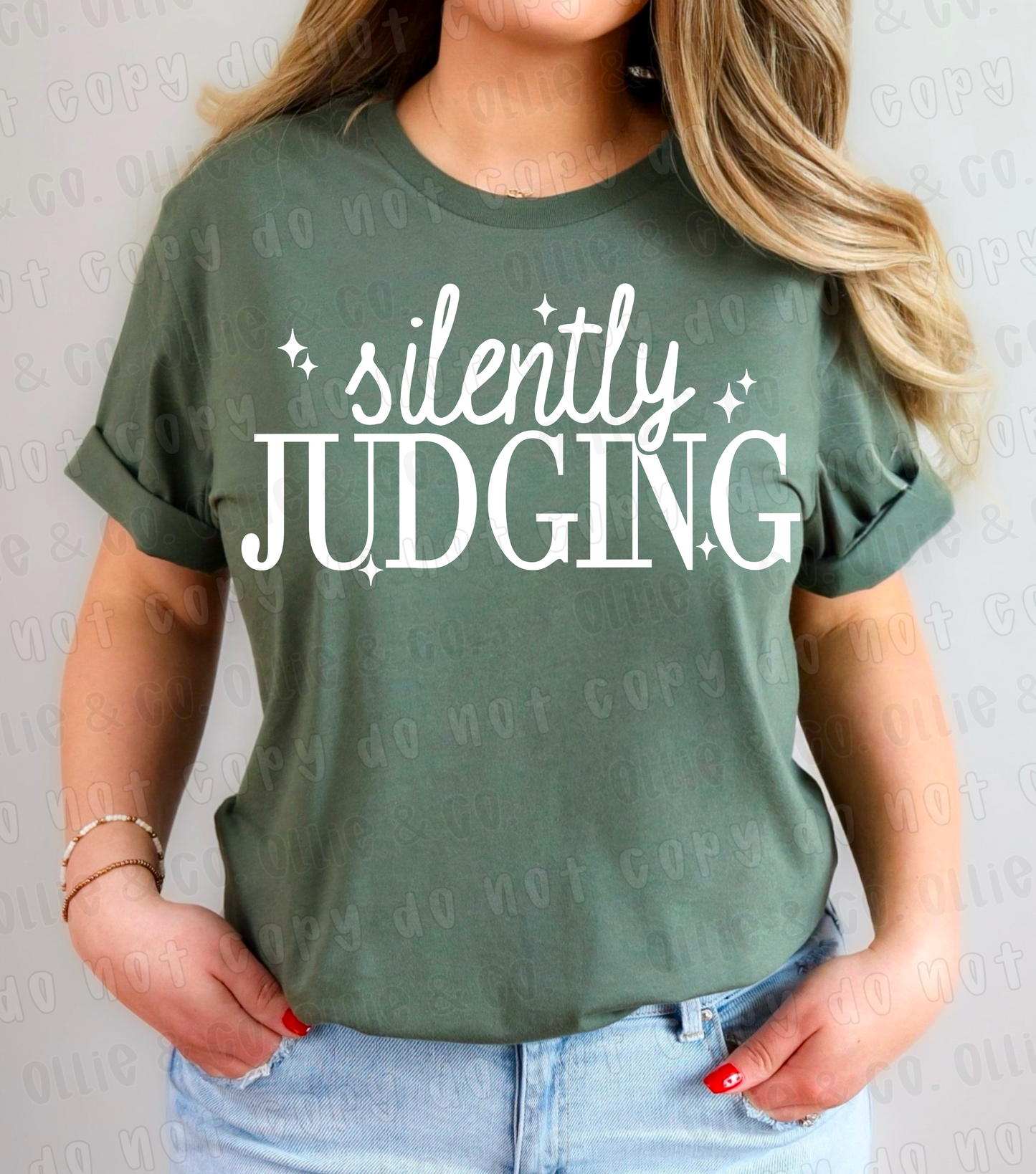 SILENTLY JUDGING WHITE - *OLLIE & CO. EXCLUSIVE* - DTF TRANSFER