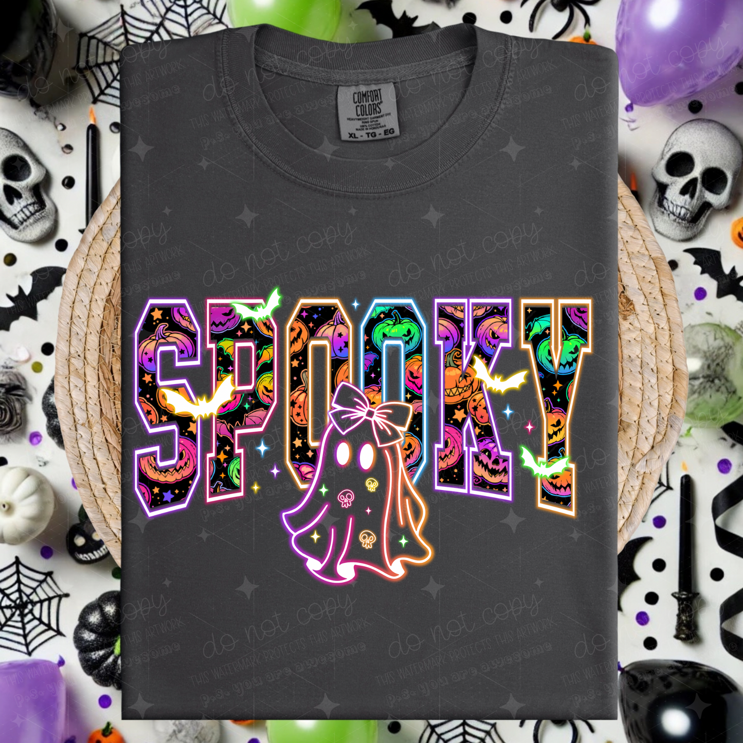 SPOOKY NEON GHOST - DTF TRANSFER