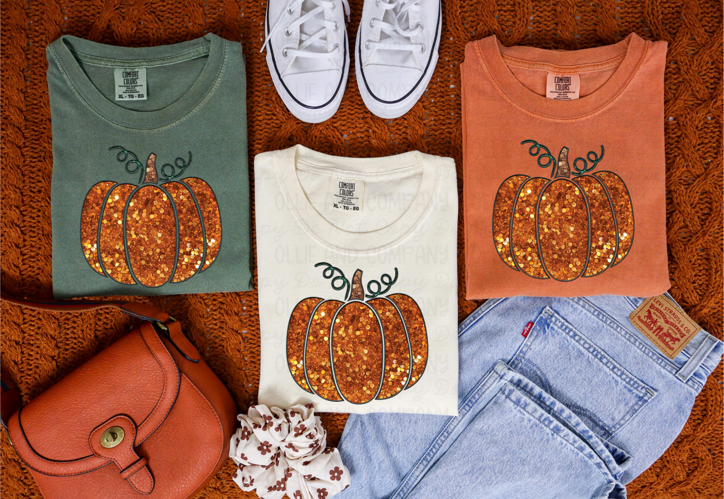 PUMPKIN - FAUX EMBROIDERY/FAUX SEQUIN - DTF TRANSFER