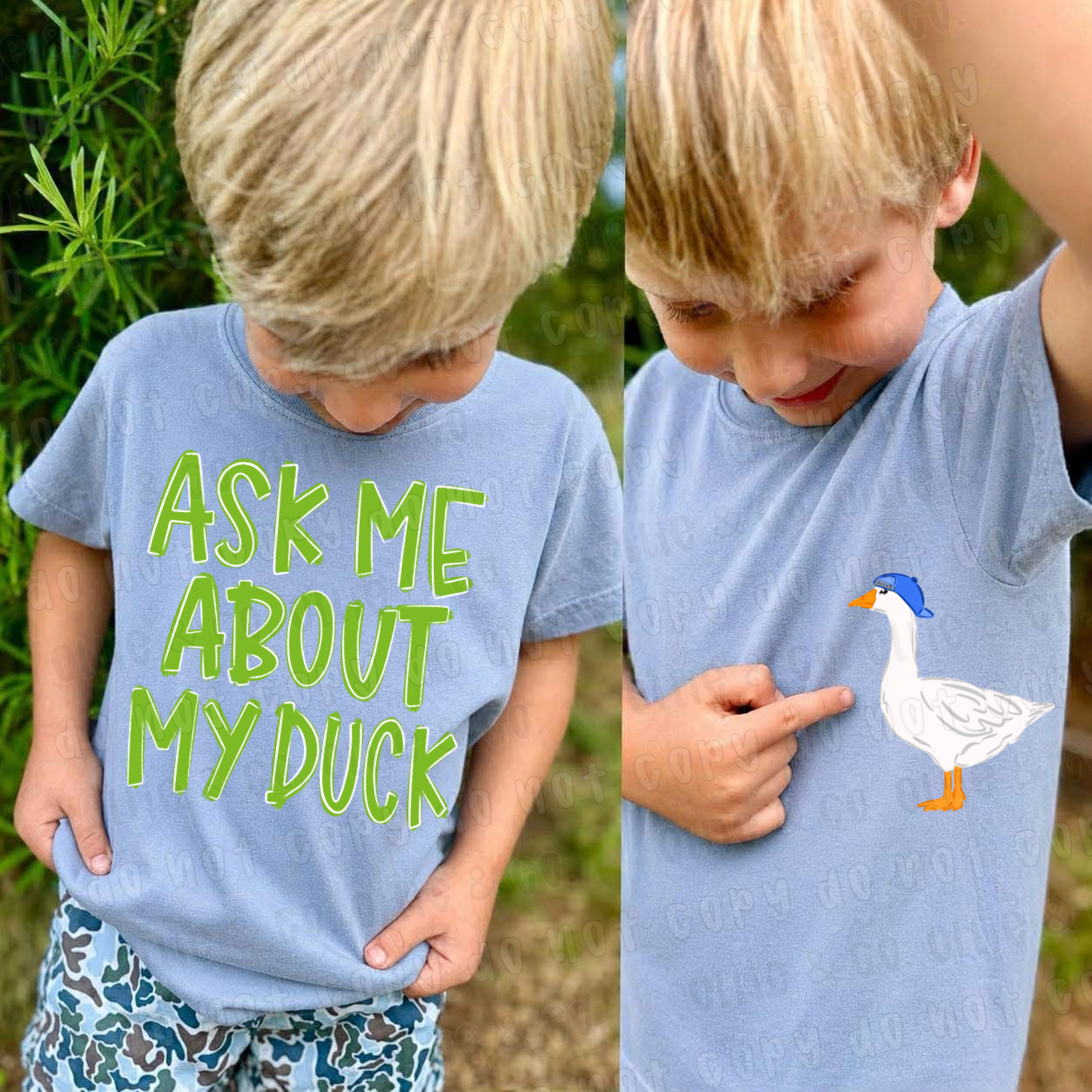 ASK ME ABOUT MY DUCK BOY - FRONT+BACK - DTF TRANSFER