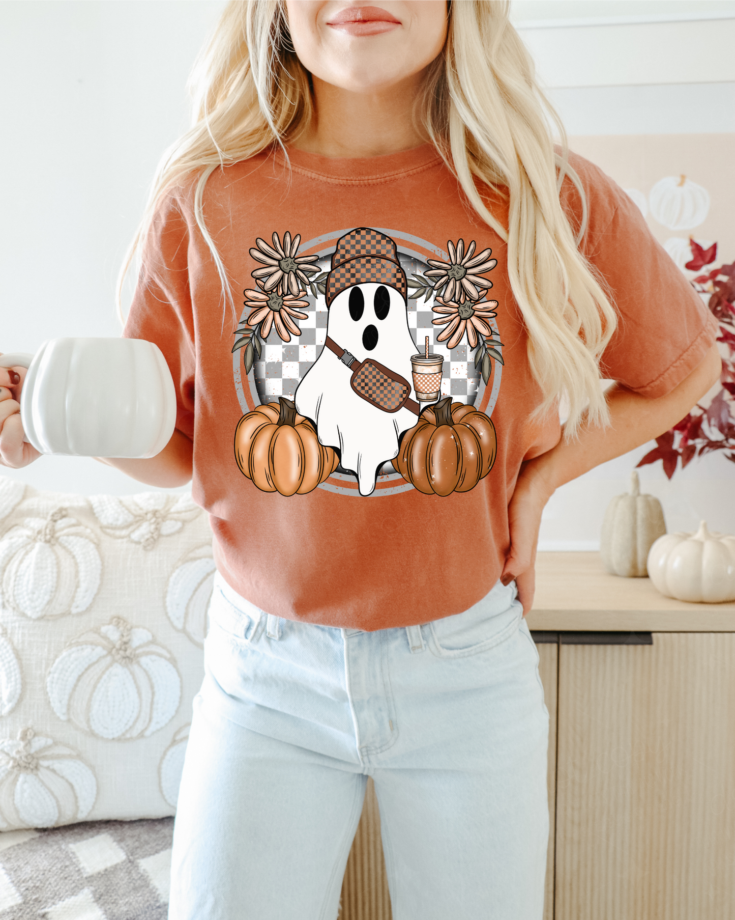FALL CHECKERED GHOST - DTF TRANSFER