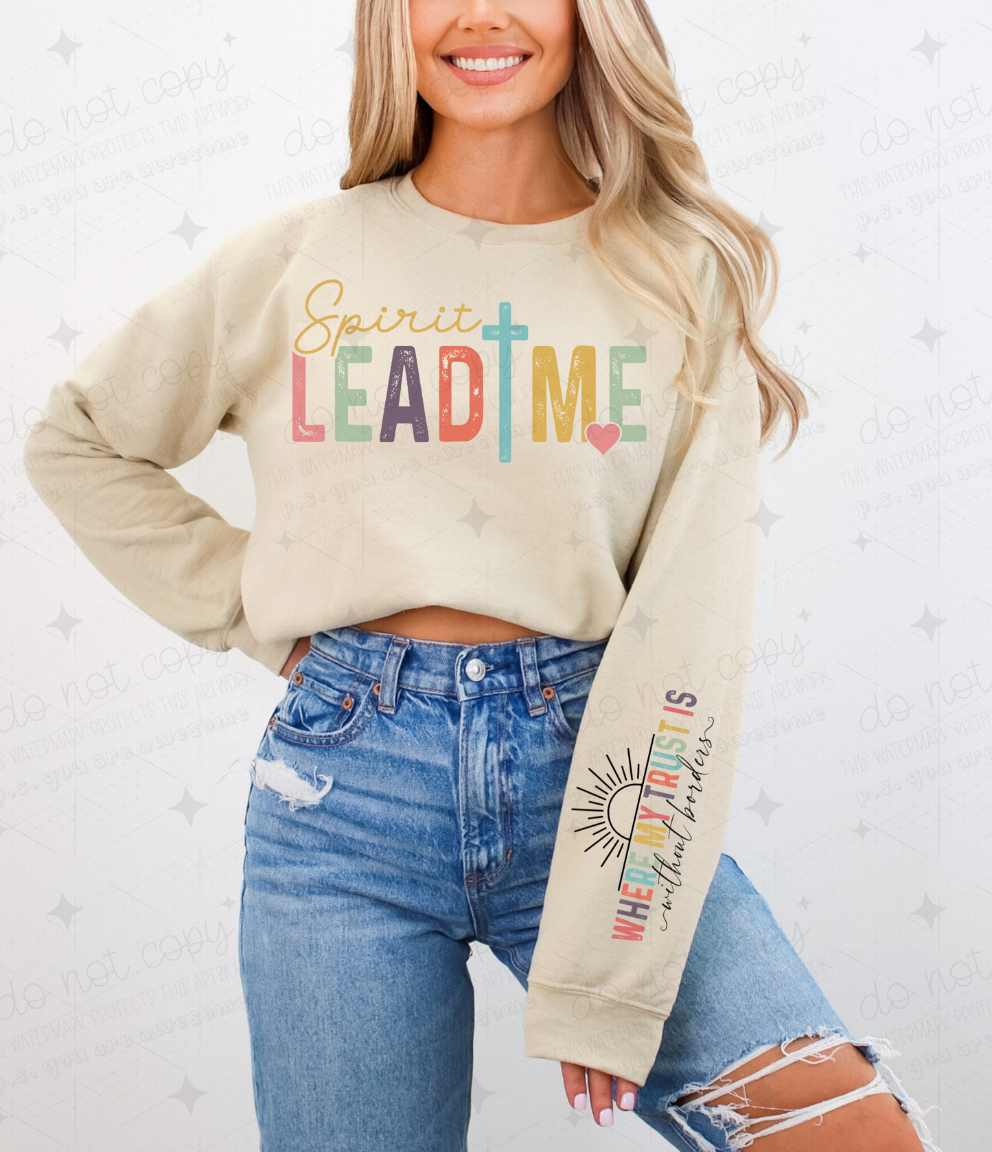 SPIRIT LEAD ME - FRONT+SLEEVE - DTF TRANSFER