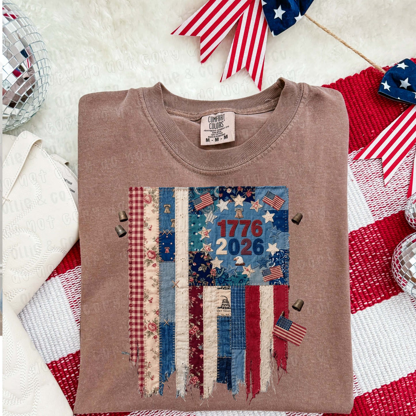 FAUX PATCHWORK 1776 2026 FLAG - DTF TRANSFER