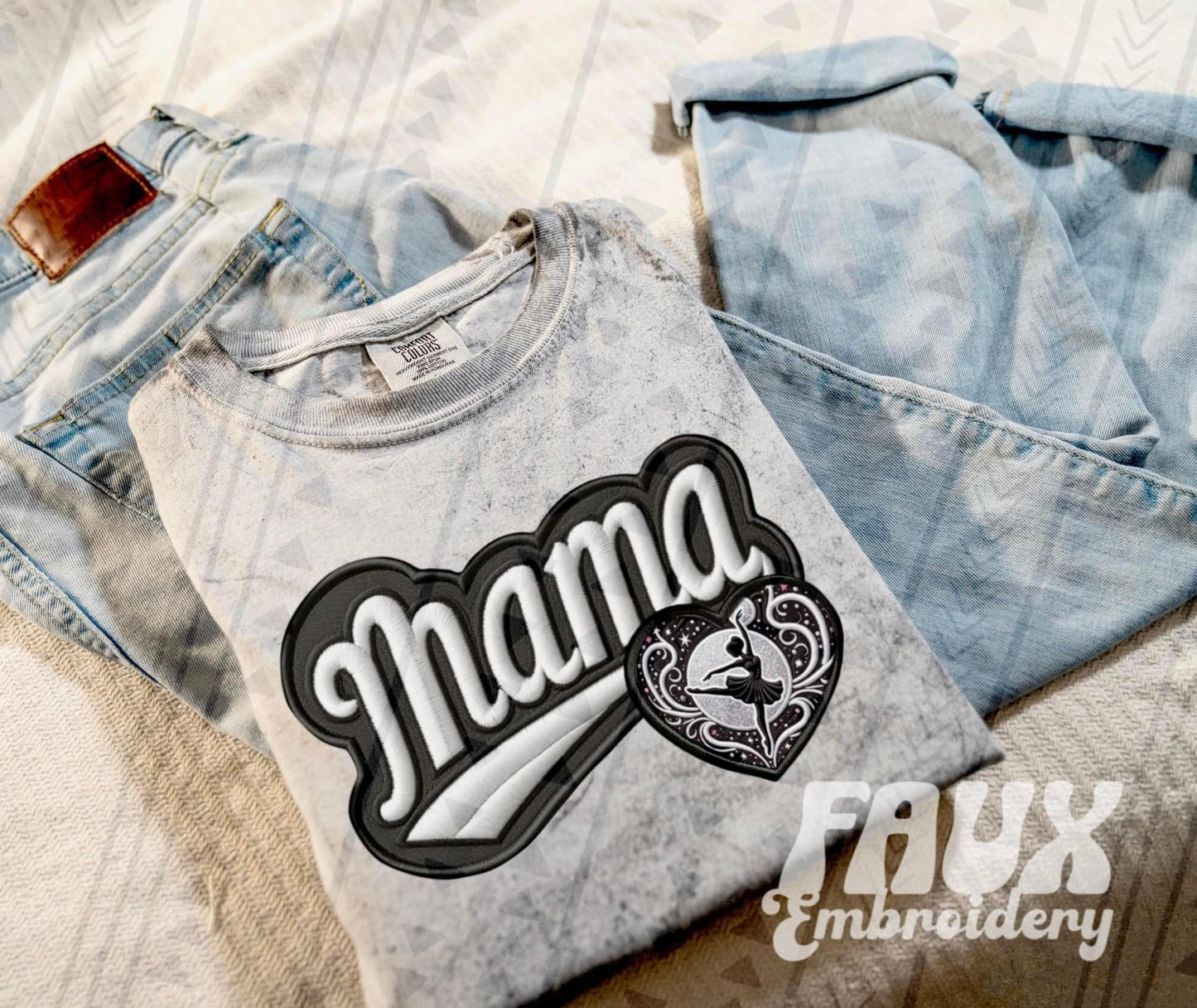 Faux Embroidered Mama Sports Patch DTF PRINT - DTF TRANSFER