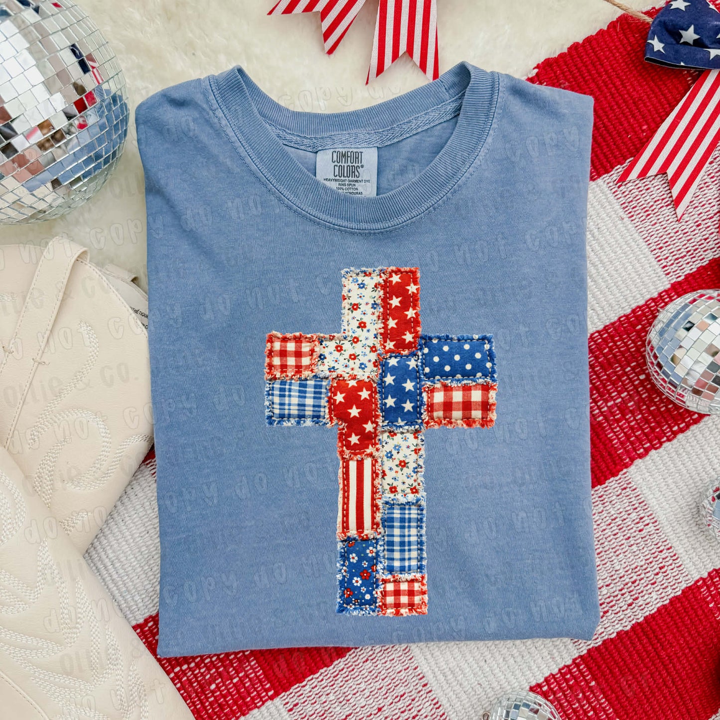 FAUX PATCHWORK CROSS - DTF TRANSFER
