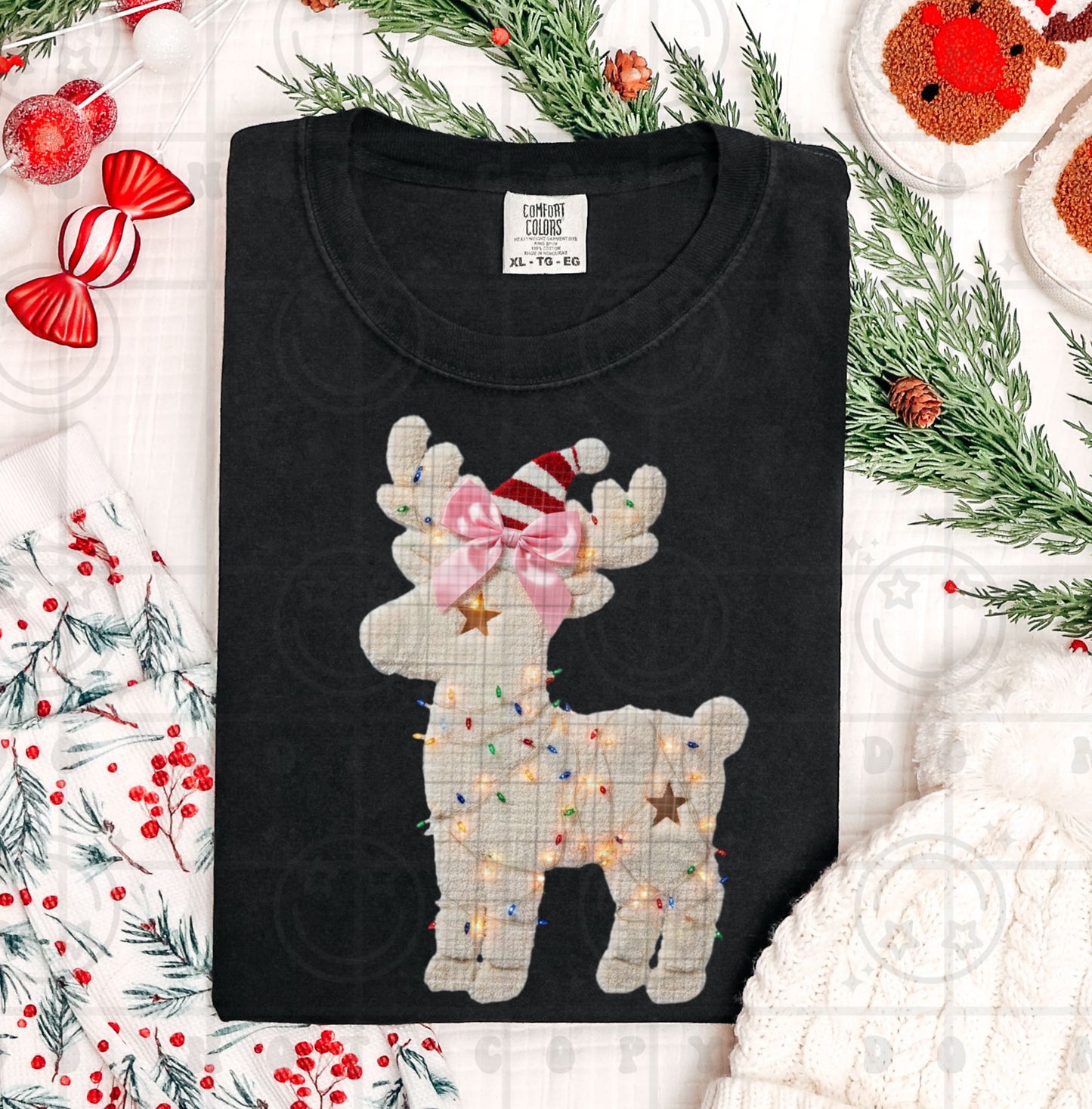 FAUX LIGHT UP REINDEER - DTF TRANSFER