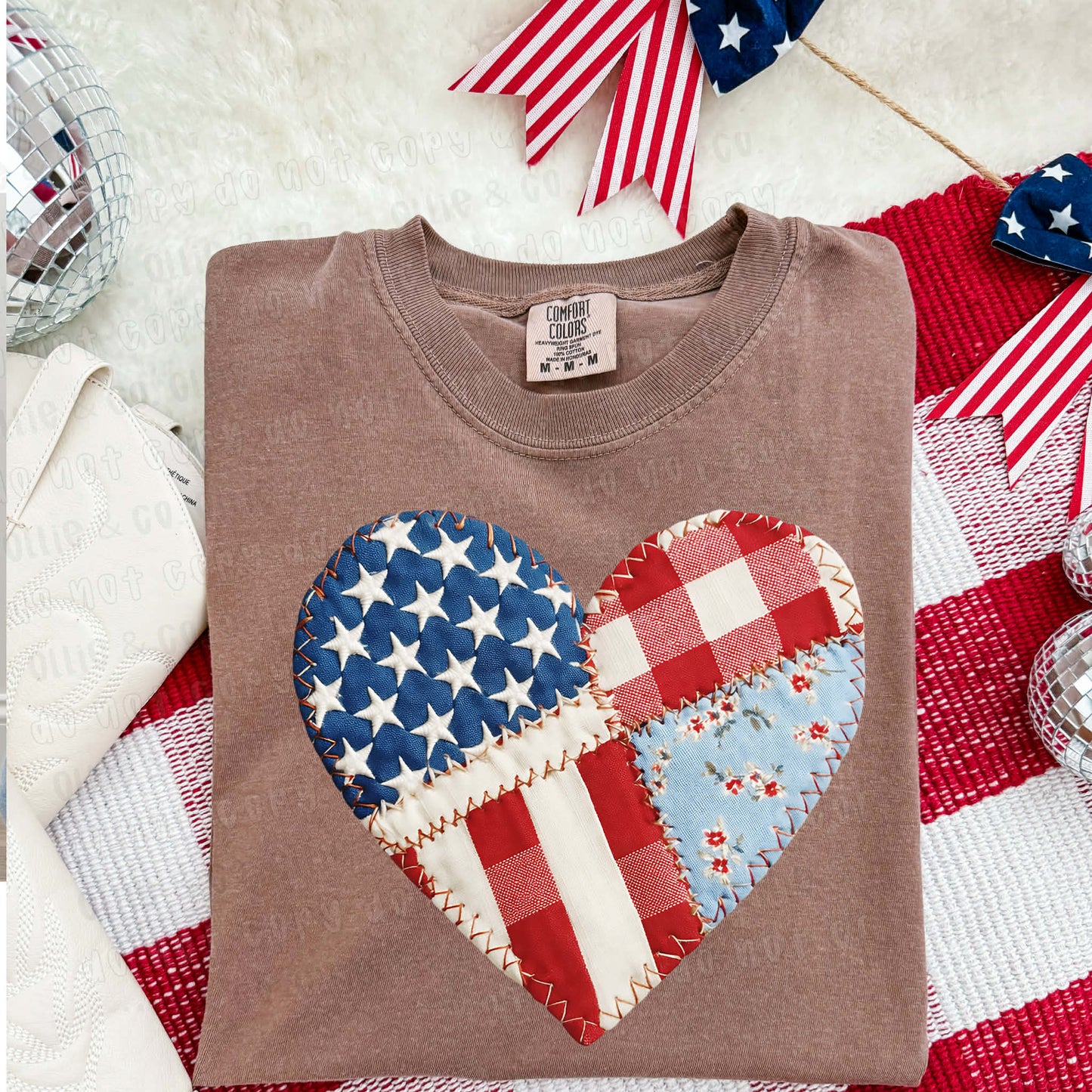 FAUX PATCHWORK HEART - DTF TRANSFER