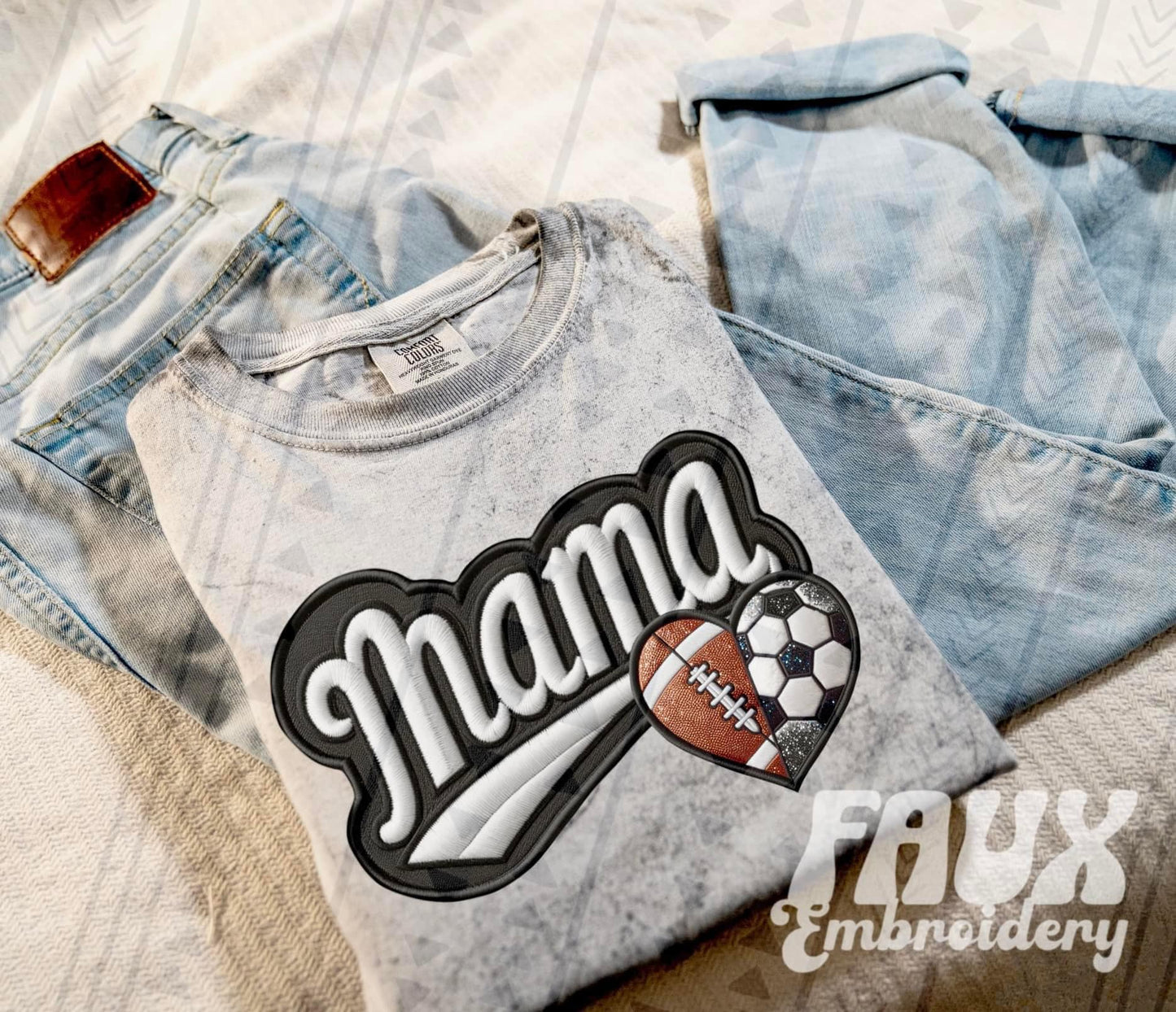 Faux Embroidered Mama Sports Patch DTF PRINT - DTF TRANSFER