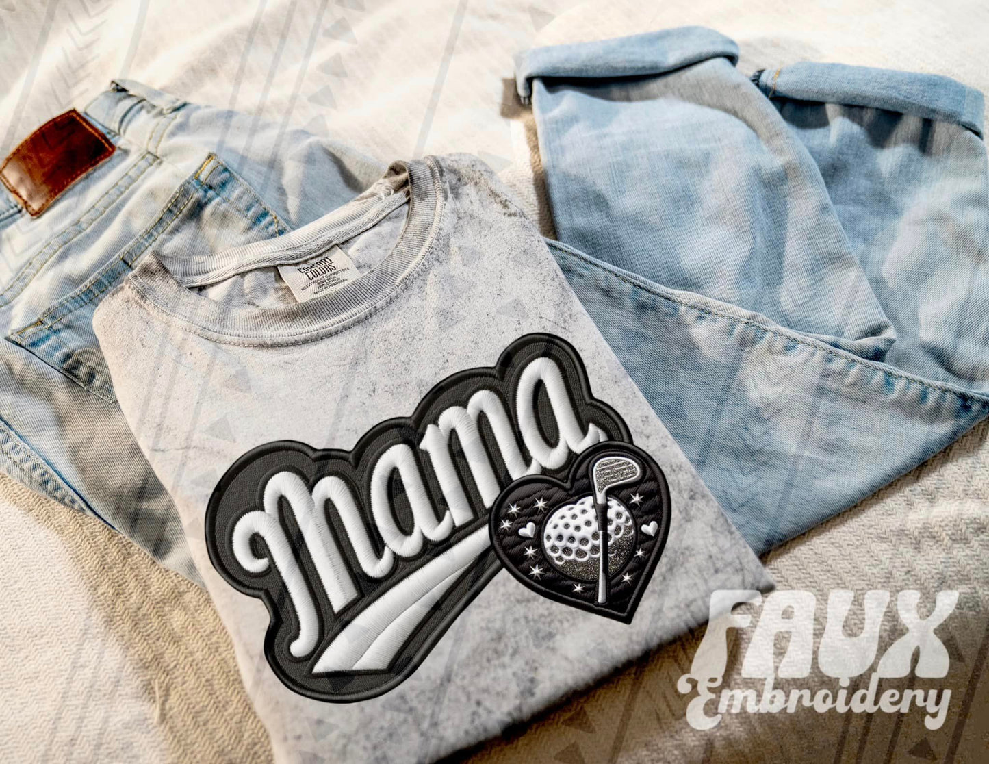 Faux Embroidered Mama Sports Patch DTF PRINT - DTF TRANSFER