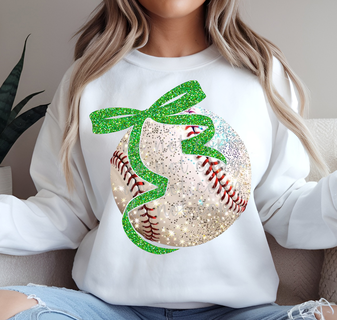 BASEBALL BOW - FAUX GLITTER - DTF TRANSFER