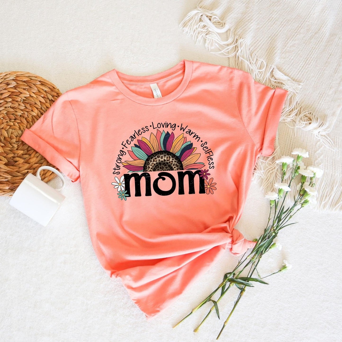 MOM- STRONG, FEARLESS, LOVING, WARM, SELFLESS - DTF TRANSFER