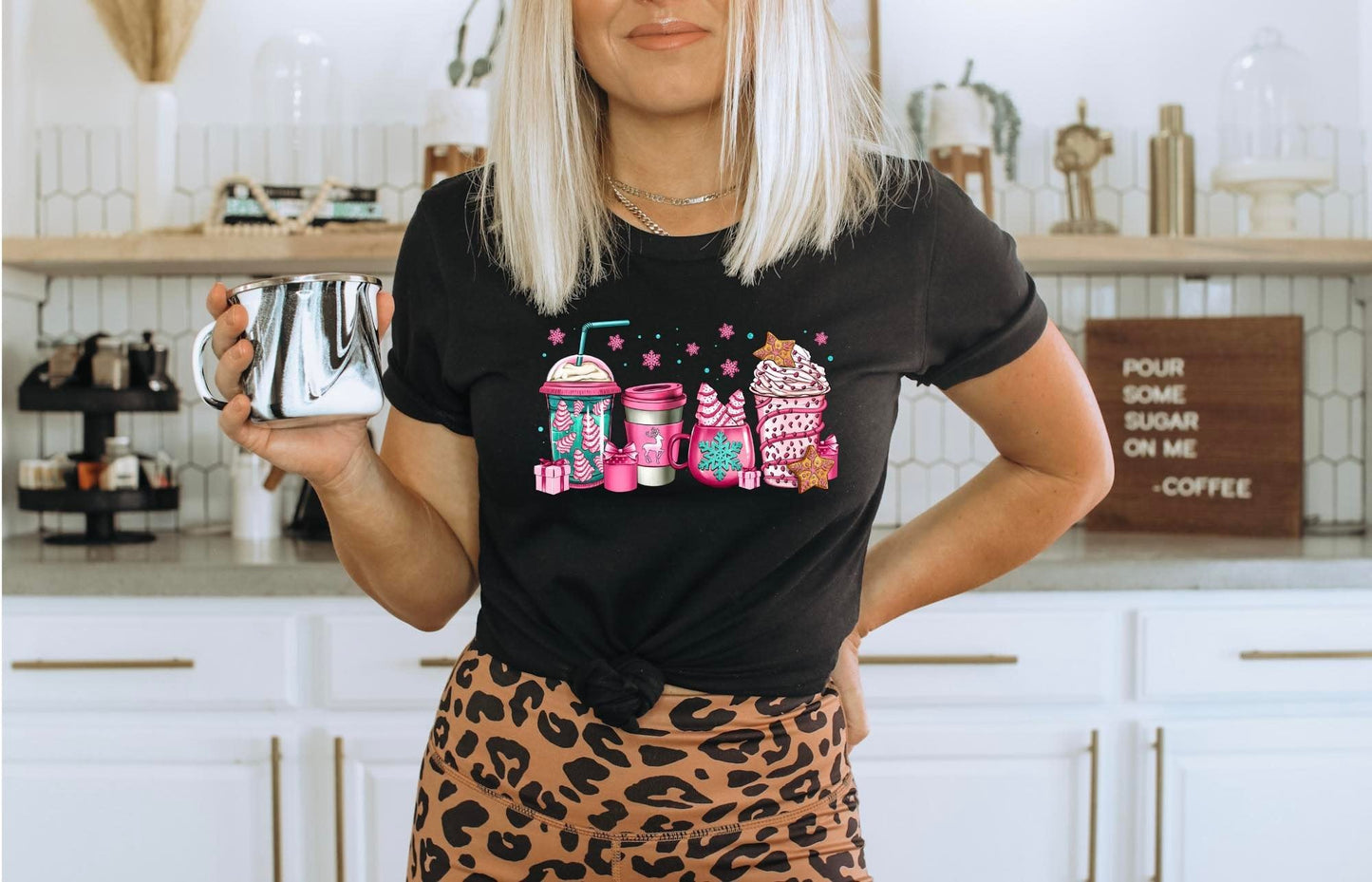 PINK CHRISTMAS TREE COFFEE - DTF TRANSFER