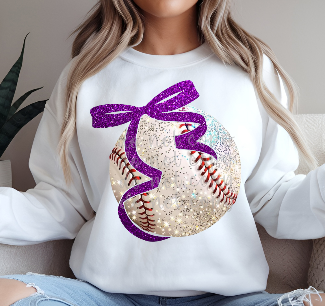 BASEBALL BOW - FAUX GLITTER - DTF TRANSFER