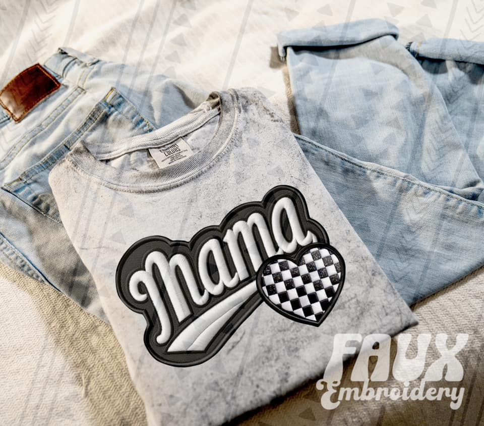 Faux Embroidered Mama Sports Patch DTF PRINT - DTF TRANSFER