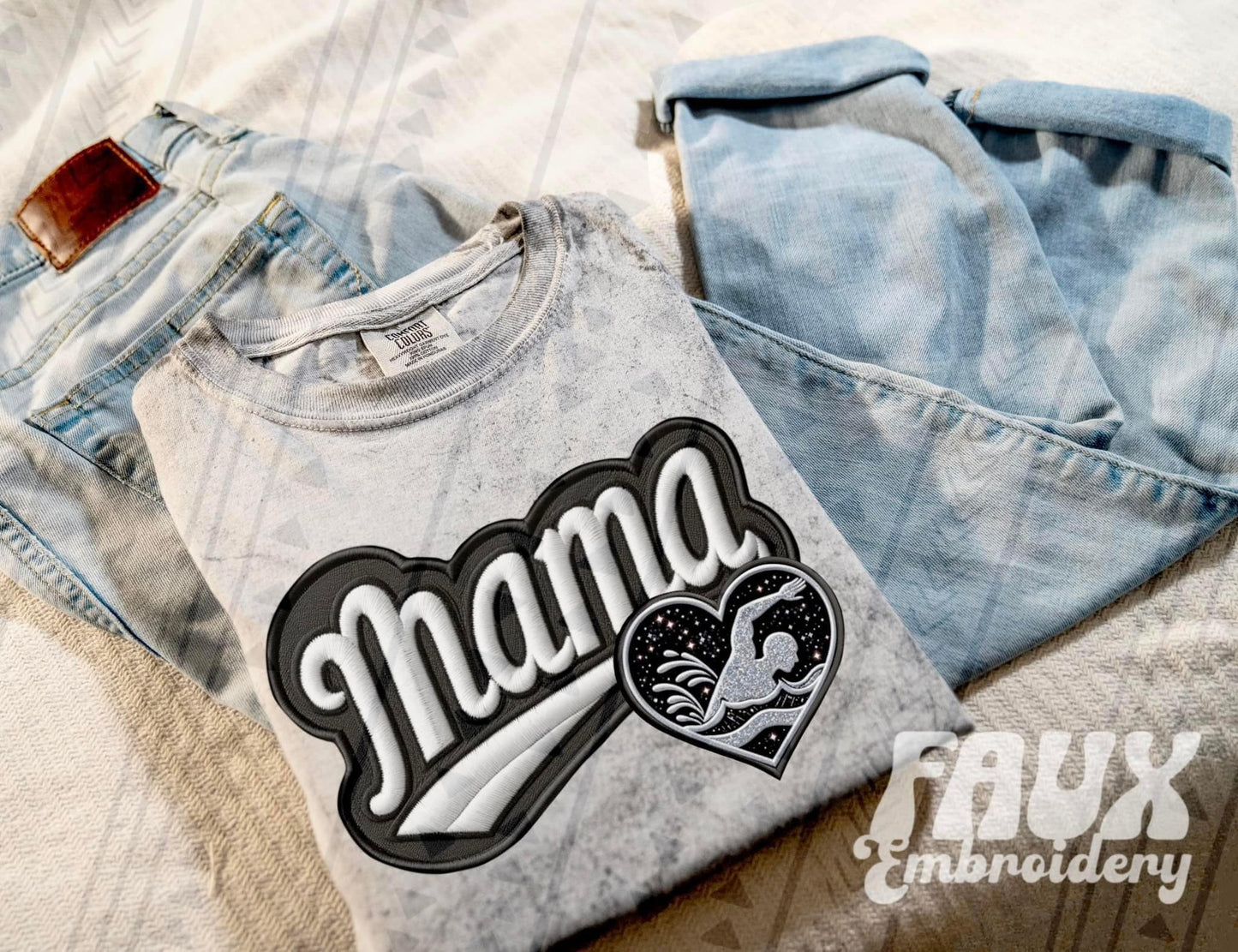 Faux Embroidered Mama Sports Patch DTF PRINT - DTF TRANSFER