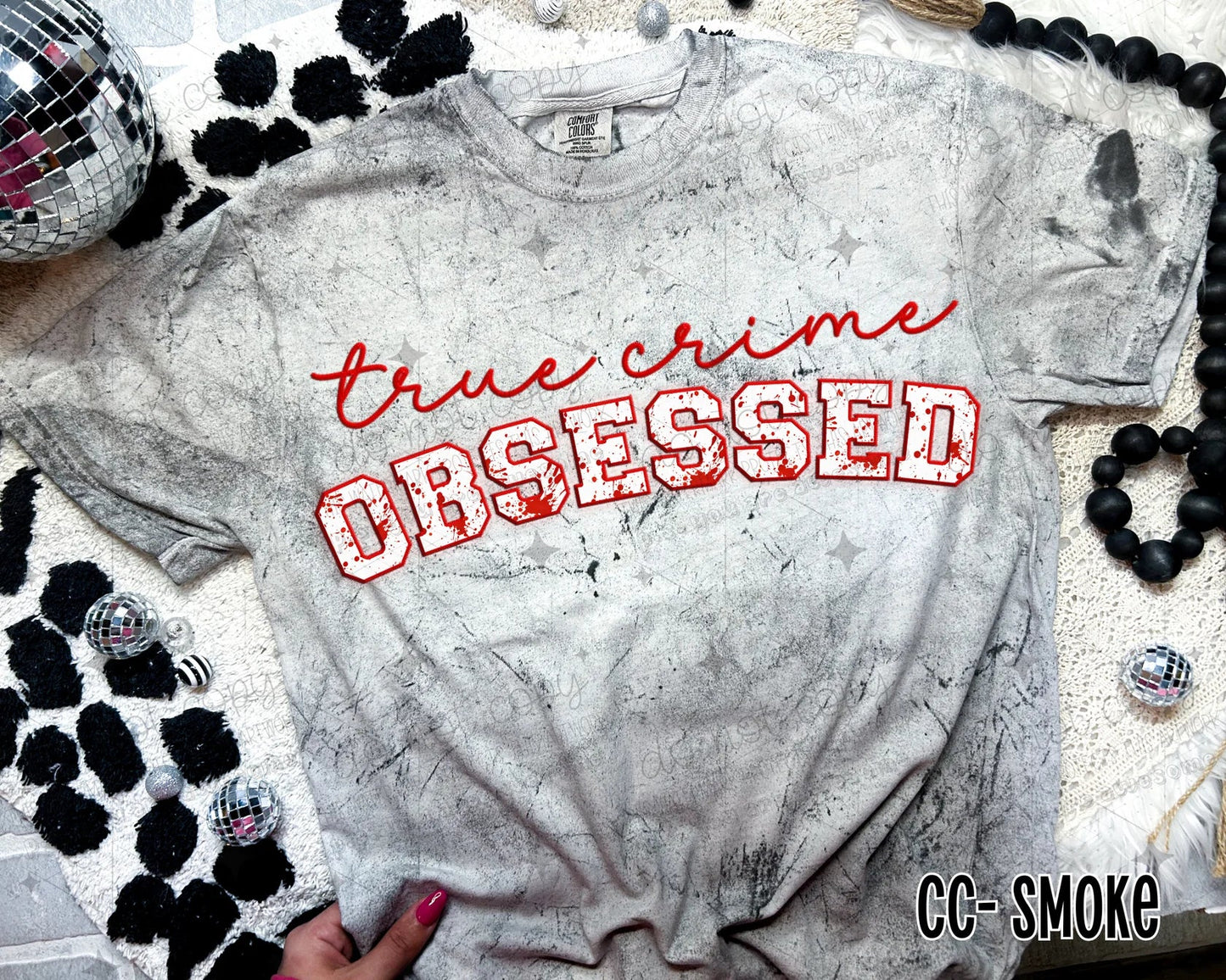 TRUE CRIME OBSESSED VARSITY - DTF TRANSFER