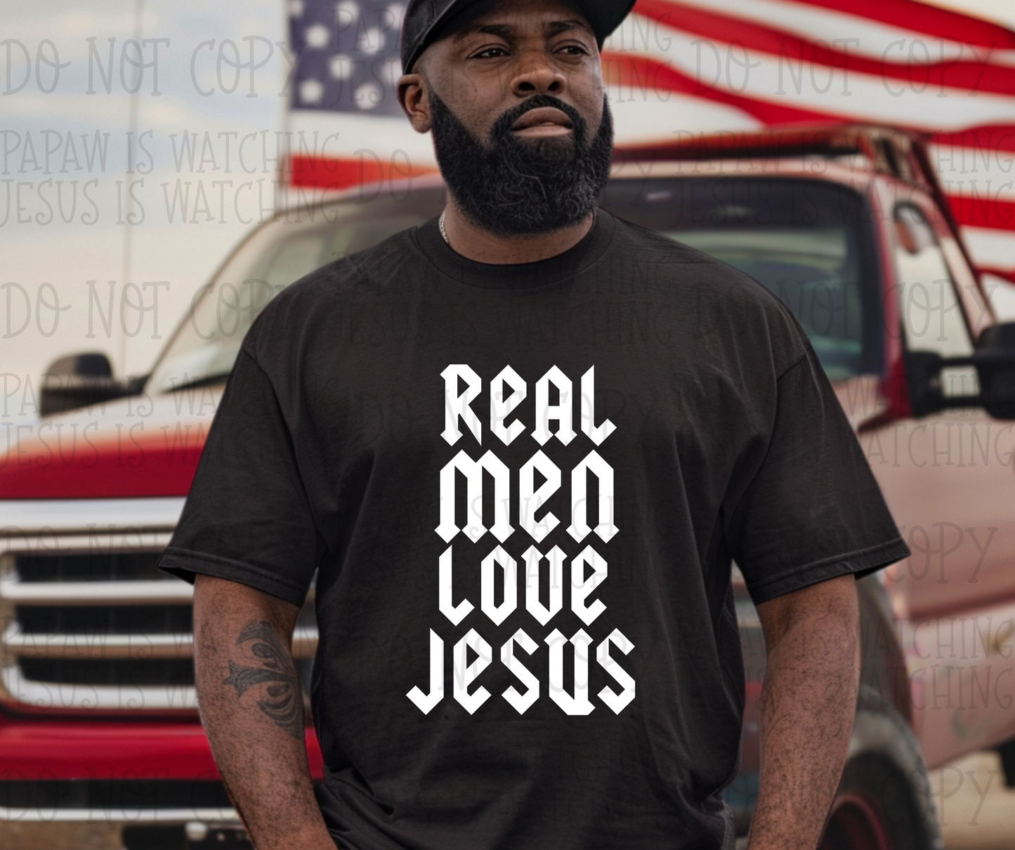 REAL MEN LOVE JESUS WHITE - DTF TRANSFER