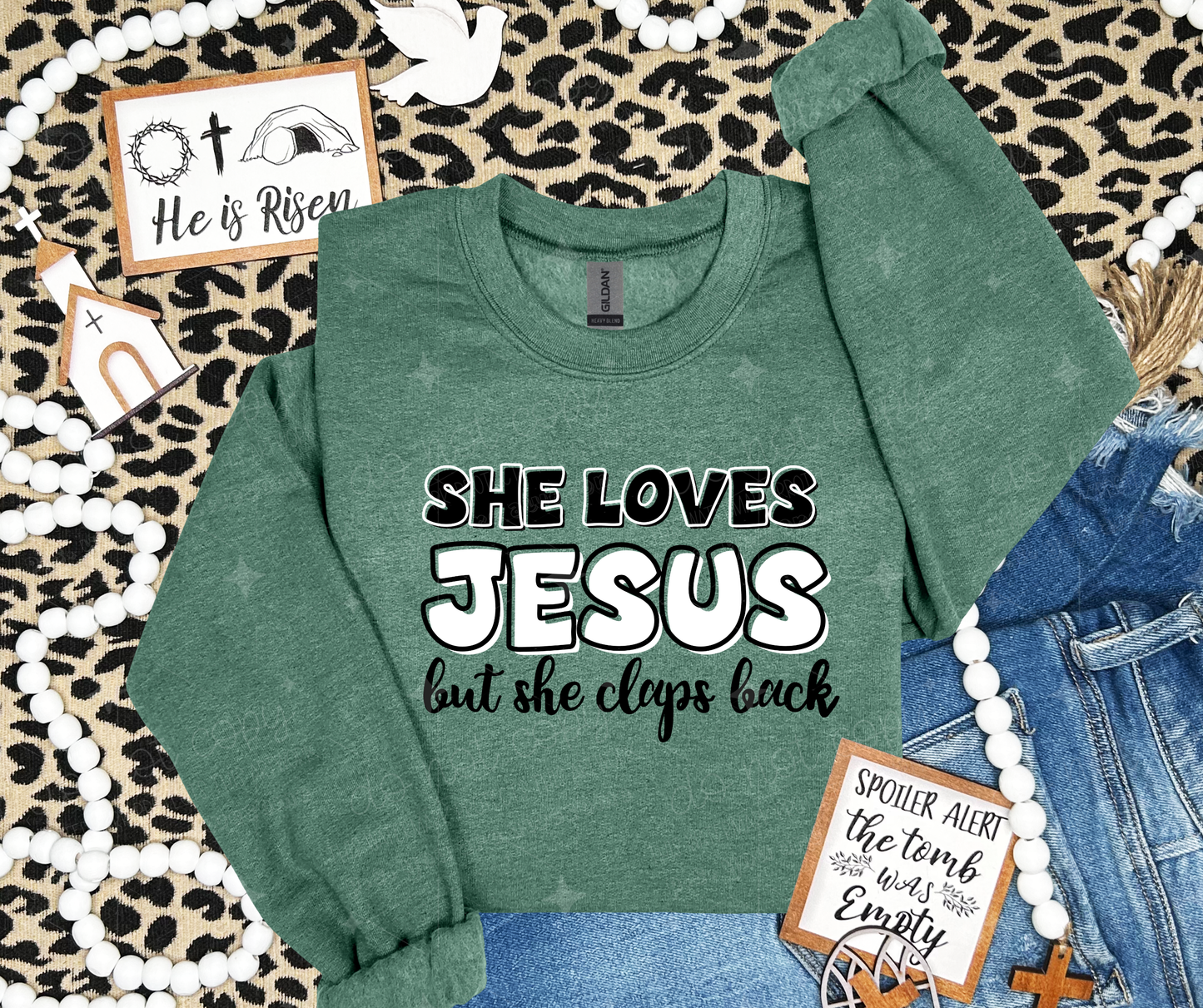 SHE LOVES JESUS BUT SHE CLAPS BACK - DTF TRANSFER