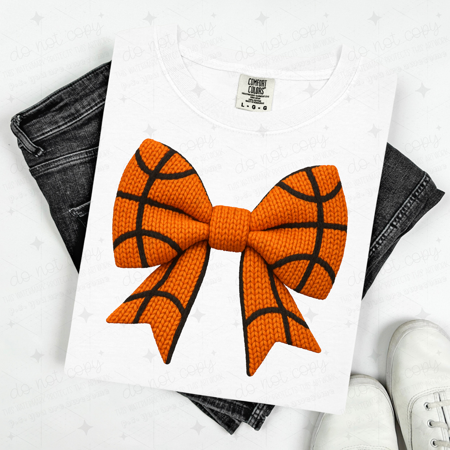 COQUETTE BASKETBALL BOW - FAUX YARN - DTF TRANSFER