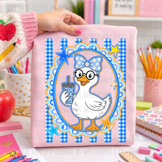 BLUE PLAID GOOSE FRAME - DTF TRANSFER