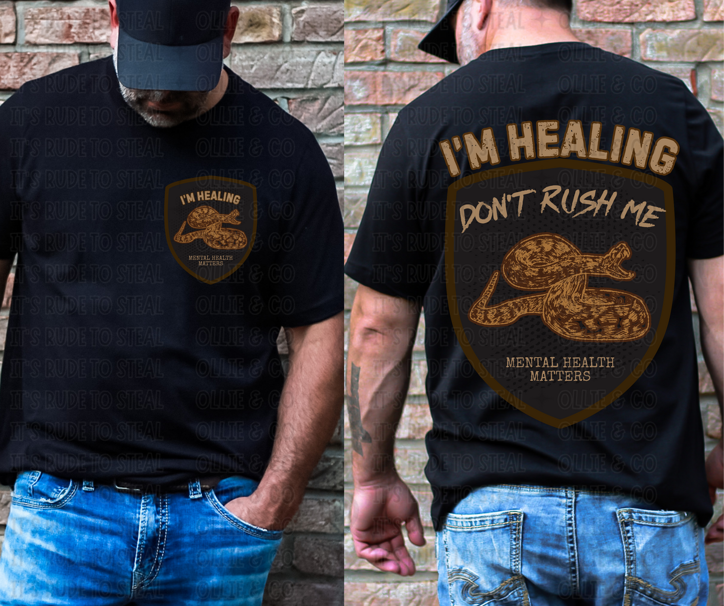 I'M HEALING DON'T RUSH ME- *OLLIE & CO. EXCLUSIVE* - FRONT+BACK - DTF TRANSFER