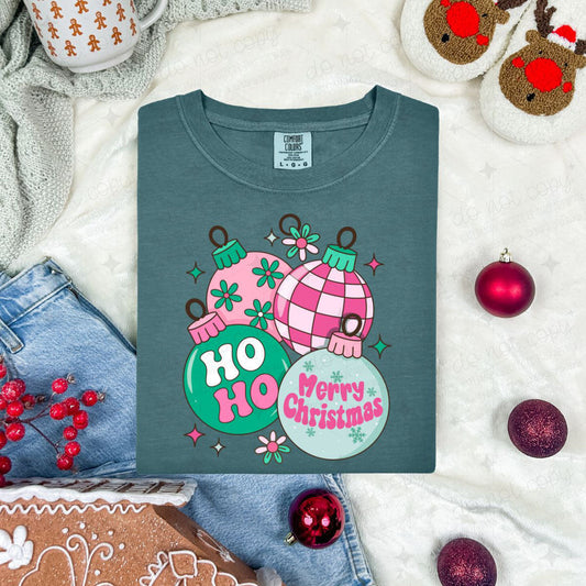 HO HO MERRY CHRISTMAS ORNAMENTS - DTF TRANSFER