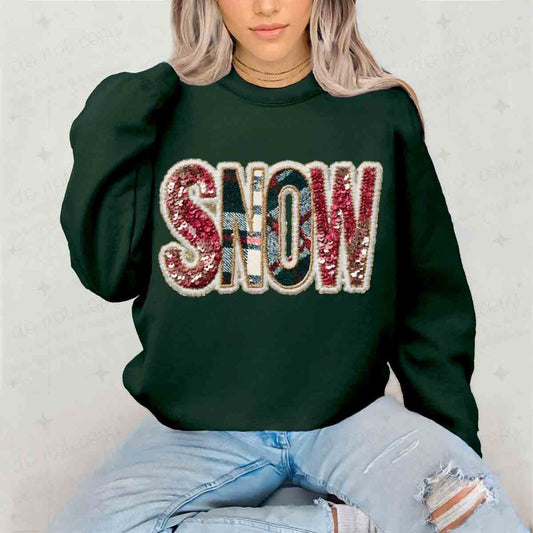 CHECKERED SNOW - FAUX YARN + FAUX SEQUIN - DTF TRANSFER