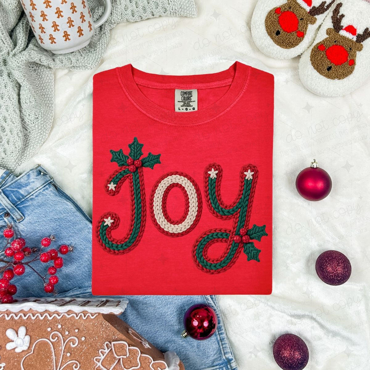 JOY WITH HOLLY - FAUX YARN - DTF TRANSFER