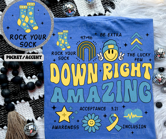 DOWN RIGHT AMAZING BLACK - FRONT+BACK - DTF TRANSFER