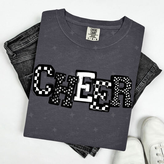 CHEER - BLACK/WHITE - DTF TRANSFER