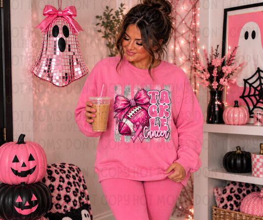 TACKLE CANCER PINK BOW FOOTBALL - DTF TRANSFER