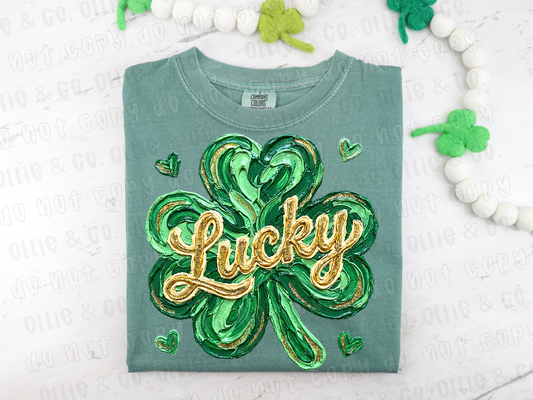 LUCKY BRUSHSTROKE SHAMROCK - DTF TRANSFER