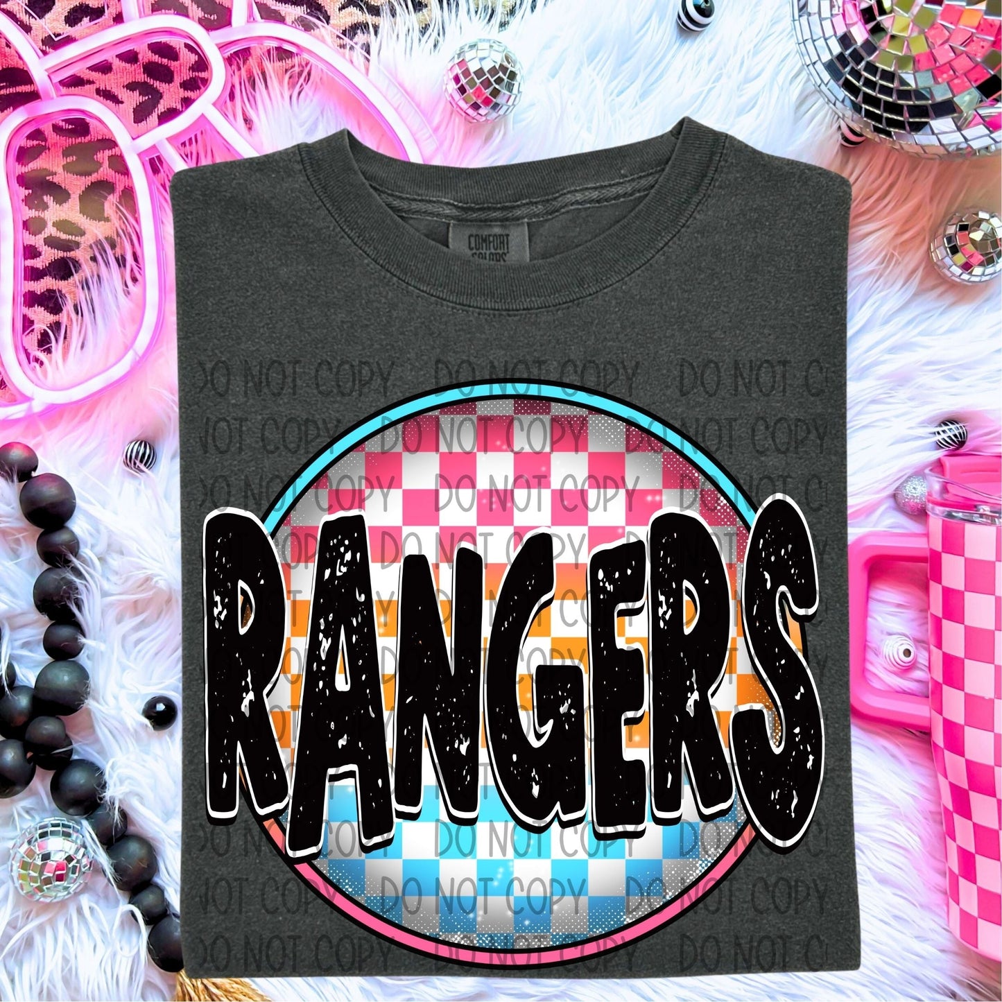 NEON CHECKERED MASCOTS - DTF TRANSFER