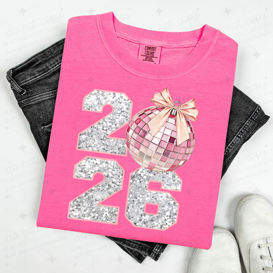 COQUETTE 2026 DISCO BALL - FAUX SEQUIN - DTF TRANSFER